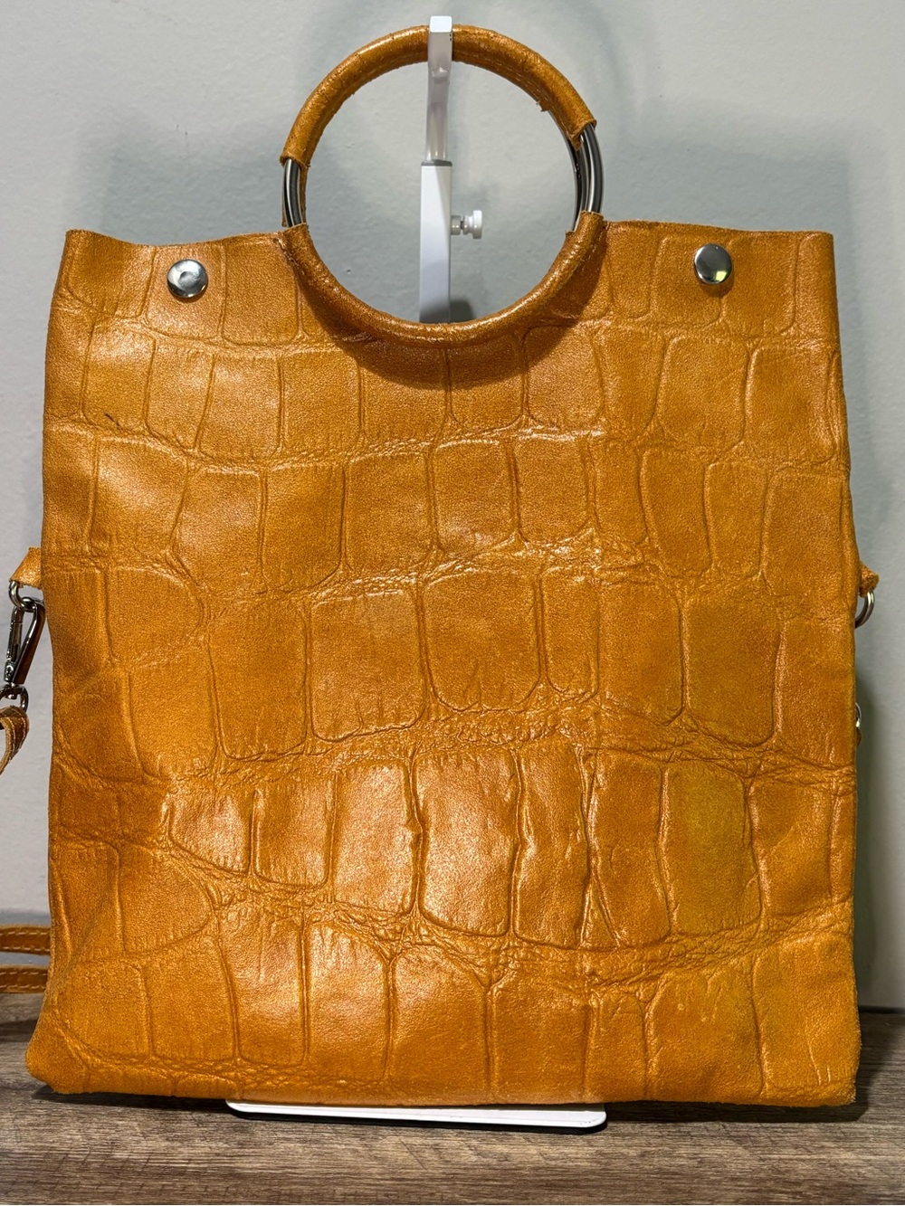 Borse In Pelle Leather Croc Print Shopper Bag - Picture 11 of 11